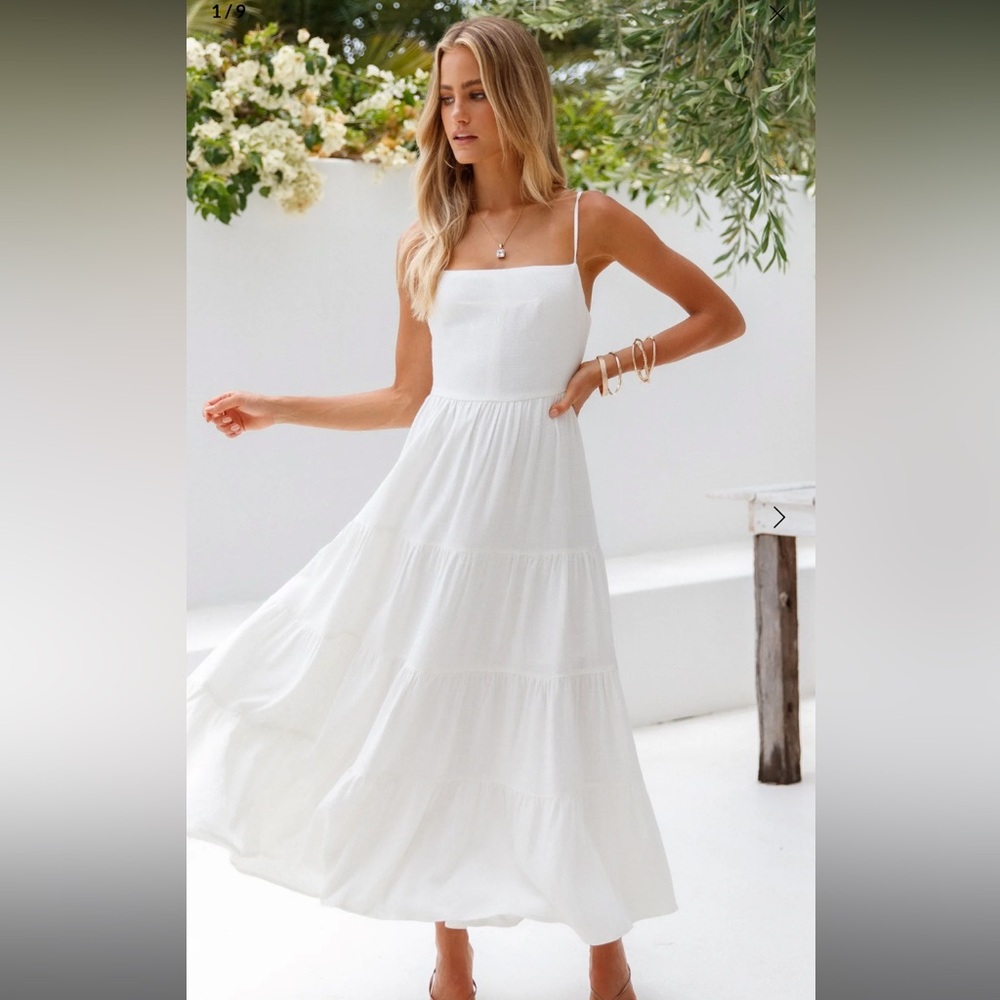 Train into town midi white dress